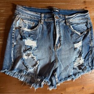 Fashion Nova Frayed Blue Jean Shorts